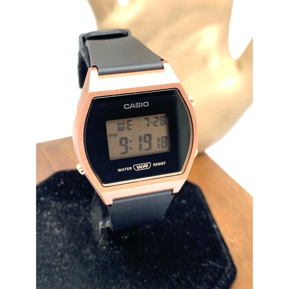 Casio Women\'s Watch LW204 Quartz Digital Rose Gold Black Resin 3294 35mm